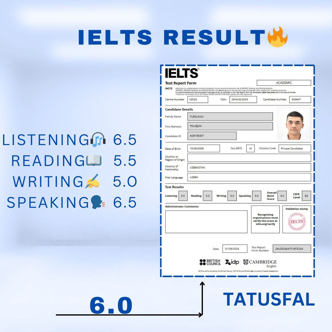 Muhammad al-Xorazmiy nomidagi Toshkent axborot texnologiyalari universiteti Samarqand filiali akademik litseyi 1️⃣va2️⃣- kurs õquvchilaridan 10 nafari Ingliz tilini bilish darajasi bõyicha xalqaro se…